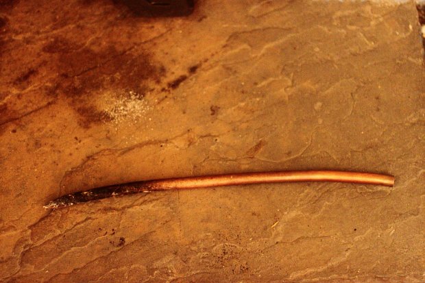 About 40 cm's long and made from an old bit of plumbing. I'm sure a quick polish would smarten it up but it is very much a working tool