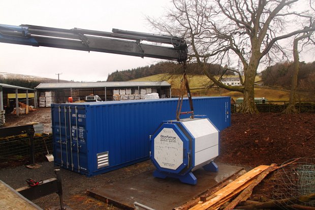 Glenfarrow log drier and biomass boiler in place and ready to be plumbed in.